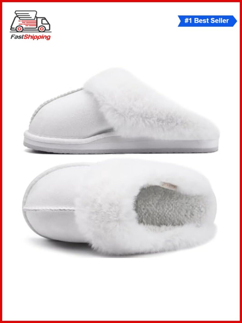 ✨KuaiLu Womens Micro Suede Faux Fur Memory Foam Slippers House Shoes Arch